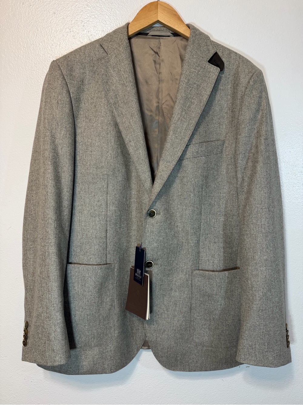 Boggi Milano Men’s Gray Sport Wool Flannel Blazer 50R 2-Button detachable chest